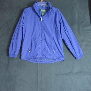 LL Bean Jacket Womens Small Blue Windbreaker Lightweight Hooded Full Zip Outdoor